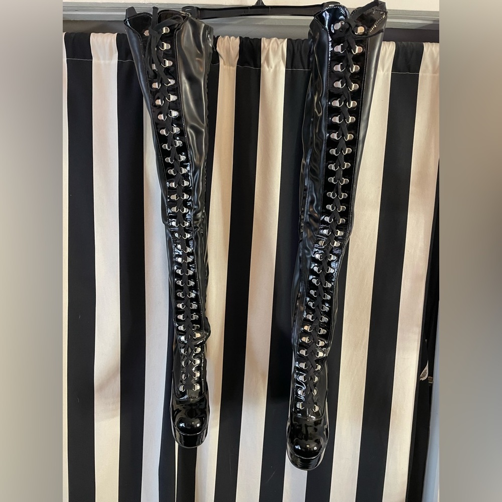 Magic Shoes London- Latex (Rubber) Thigh High Platform Boots